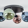 Chehalis ceiling light, globe light blue, green, coppery, 4-light sources