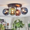 Chehalis ceiling light, globe light blue, green, coppery, 4-light sources