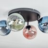 Chehalis ceiling light, globe light blue, green, clear, coppery, 4-light sources