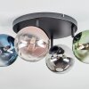 Chehalis ceiling light, globe light blue, chrome, green, clear, coppery, Smoke-coloured, 4-light sources