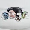 Chehalis ceiling light, globe light blue, chrome, green, clear, coppery, Smoke-coloured, 4-light sources