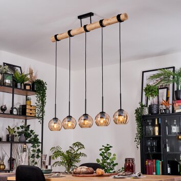 Koyoto hanging light, globe light, pendant light Ecru, black, 5-light sources