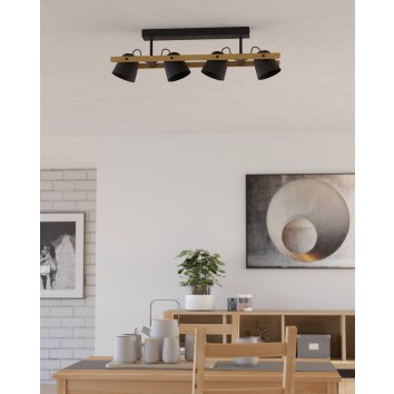 Eglo lights HORNWOOD-Z ceiling light, wall light LED brown, black, 4-light sources, Colour changer