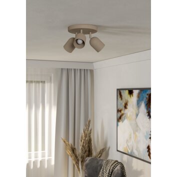 Eglo lights TILSTON ceiling light, ceiling spotlight sand-coloured, 3-light sources