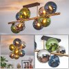 Gastor ceiling light, globe light gold, black, 8-light sources