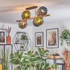Gastor ceiling light, globe light gold, black, 8-light sources