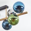 Gastor ceiling light, globe light gold, black, 8-light sources