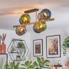 Gastor ceiling light, globe light gold, black, 8-light sources