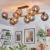 Gastor ceiling light, globe light gold, black, 10-light sources