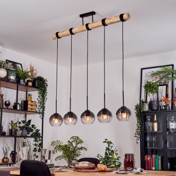 Koyoto hanging light, globe light, pendant light Ecru, black, 5-light sources