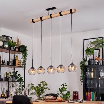 Koyoto hanging light, globe light, pendant light Ecru, black, 5-light sources