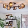 Ripoll ceiling light, globe light chrome, Smoke-coloured, 6-light sources