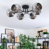 Ripoll ceiling light, globe light chrome, Smoke-coloured, 6-light sources