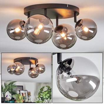 Chehalis ceiling light, globe light Smoke-coloured, 4-light sources