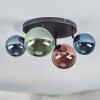 Chehalis ceiling light, globe light blue, green, coppery, 4-light sources