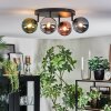 Chehalis ceiling light, globe light blue, chrome, green, coppery, Smoke-coloured, 4-light sources