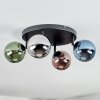 Chehalis ceiling light, globe light blue, chrome, green, coppery, Smoke-coloured, 4-light sources