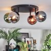 Chehalis ceiling light, globe light blue, chrome, green, coppery, Smoke-coloured, 4-light sources