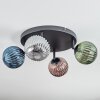 Chehalis ceiling light, globe light blue, green, coppery, Smoke-coloured, 4-light sources