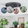 Chehalis ceiling light, globe light blue, green, coppery, Smoke-coloured, 4-light sources