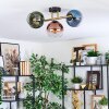 Koyoto ceiling light, globe light gold, black, 3-light sources