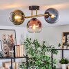 Koyoto ceiling light, globe light gold, black, 3-light sources
