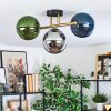 Gastor ceiling light, globe light gold, black, 3-light sources