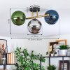 Gastor ceiling light, globe light gold, black, 3-light sources