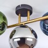 Gastor ceiling light, globe light gold, black, 3-light sources