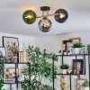 Gastor ceiling light, globe light gold, black, 3-light sources