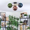 Gastor ceiling light, globe light gold, black, 3-light sources
