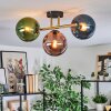 Gastor ceiling light, globe light gold, black, 3-light sources