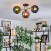 Gastor ceiling light, globe light gold, black, 3-light sources