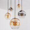 Koyoto hanging light, globe light, pendant light gold, black, 5-light sources