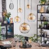 Koyoto hanging light, globe light, pendant light gold, black, 5-light sources