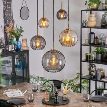Koyoto hanging light, globe light, pendant light gold, black, 5-light sources