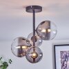 Chehalis ceiling light, globe light 33 cm clear, Smoke-coloured, 4-light sources