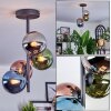 Chehalis ceiling light, globe light 27 cm blue, chrome, green, coppery, Smoke-coloured, 4-light sources