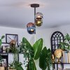 Chehalis ceiling light, globe light 27 cm blue, chrome, green, coppery, Smoke-coloured, 4-light sources