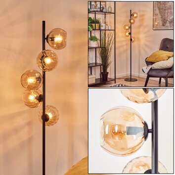 Koyoto globe light, floor lamp Amber, 5-light sources