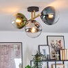 Gastor ceiling light, globe light gold, black, 3-light sources