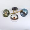 Gastor ceiling light, globe light gold, black, 3-light sources