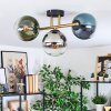 Gastor ceiling light, globe light gold, black, 3-light sources