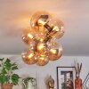 Gastor ceiling light, globe light gold, black, 8-light sources