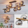 Gastor ceiling light, globe light gold, black, 8-light sources