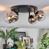 Chehalis ceiling light, globe light chrome, clear, Smoke-coloured, 4-light sources