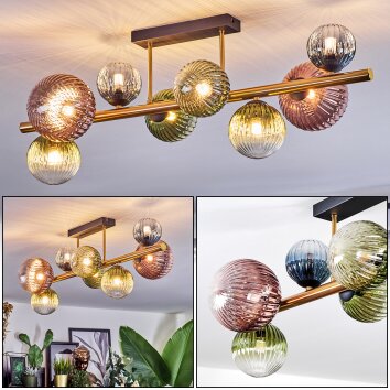 Chehalis ceiling light, globe light gold, black, 8-light sources