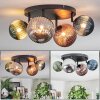 Chehalis ceiling light, globe light blue, green, coppery, Smoke-coloured, 4-light sources