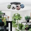 Chehalis ceiling light, globe light blue, green, coppery, Smoke-coloured, 4-light sources
