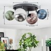 Chehalis ceiling light, globe light blue, green, coppery, Smoke-coloured, 4-light sources